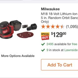 Brand new in box   Milwaukee M18 18-Volt Lithium-Ion Cordless 5 in. Random Orbit Sander 