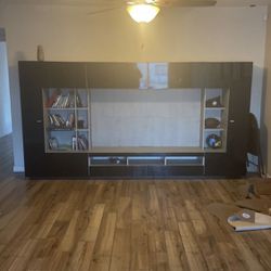 TV Entertainment Center With Lighting And Storage