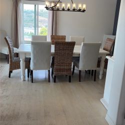  Large Coastal Farmhouse Dining Set – Seats 10–12 | Table + 12 Chairs