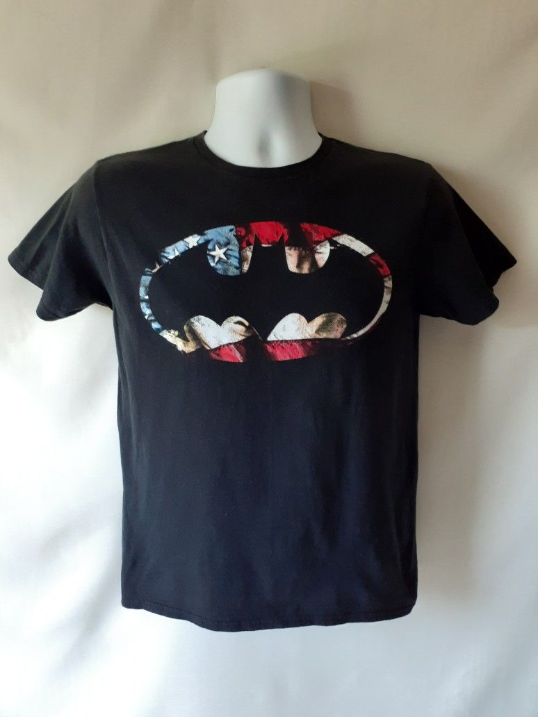 Batman men's black patriotic short sleeve t-shirt size M