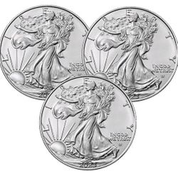 (3) One Ounce American Silver Eagles
