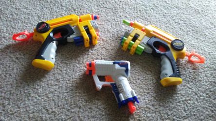 3 nerf guns. 2 have working laser sites