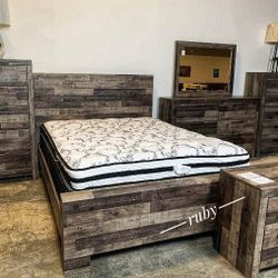 Brand New | Derekson 4 Piece Bedroom Set - Multi Gray Color 39$ Down Payment @ Fastest Delivery 🚚
