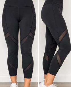 Lululemon Black Mesh Panel Cropped Leggings Size 6 22 Inseam