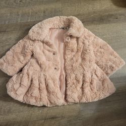 Calvin Klein Fluffy Pink Coat Baby Girl 12m