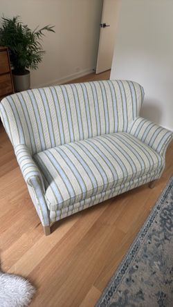Striped Upholstered Loveseat Sofa from Serena & Lily