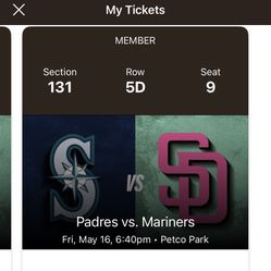 San Diego Padres Vs Seattle Mariners Ticket