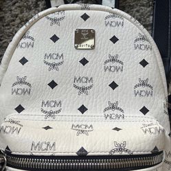 White MCM backpack 