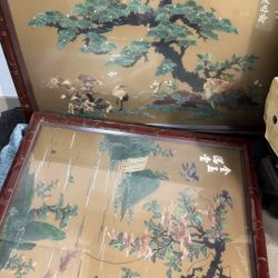 Exquisite Jade Art Painting - Cranes Amidst Pine Trees, A Spring Delight