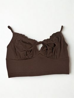 SHEIN Brown Cami Crop Top w/ Front Bow Detail - Size S