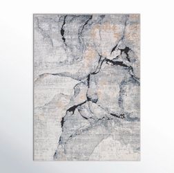 MUST GO MOVING: Abstract Gray Marble Area Rug 5’3” x 7’3”