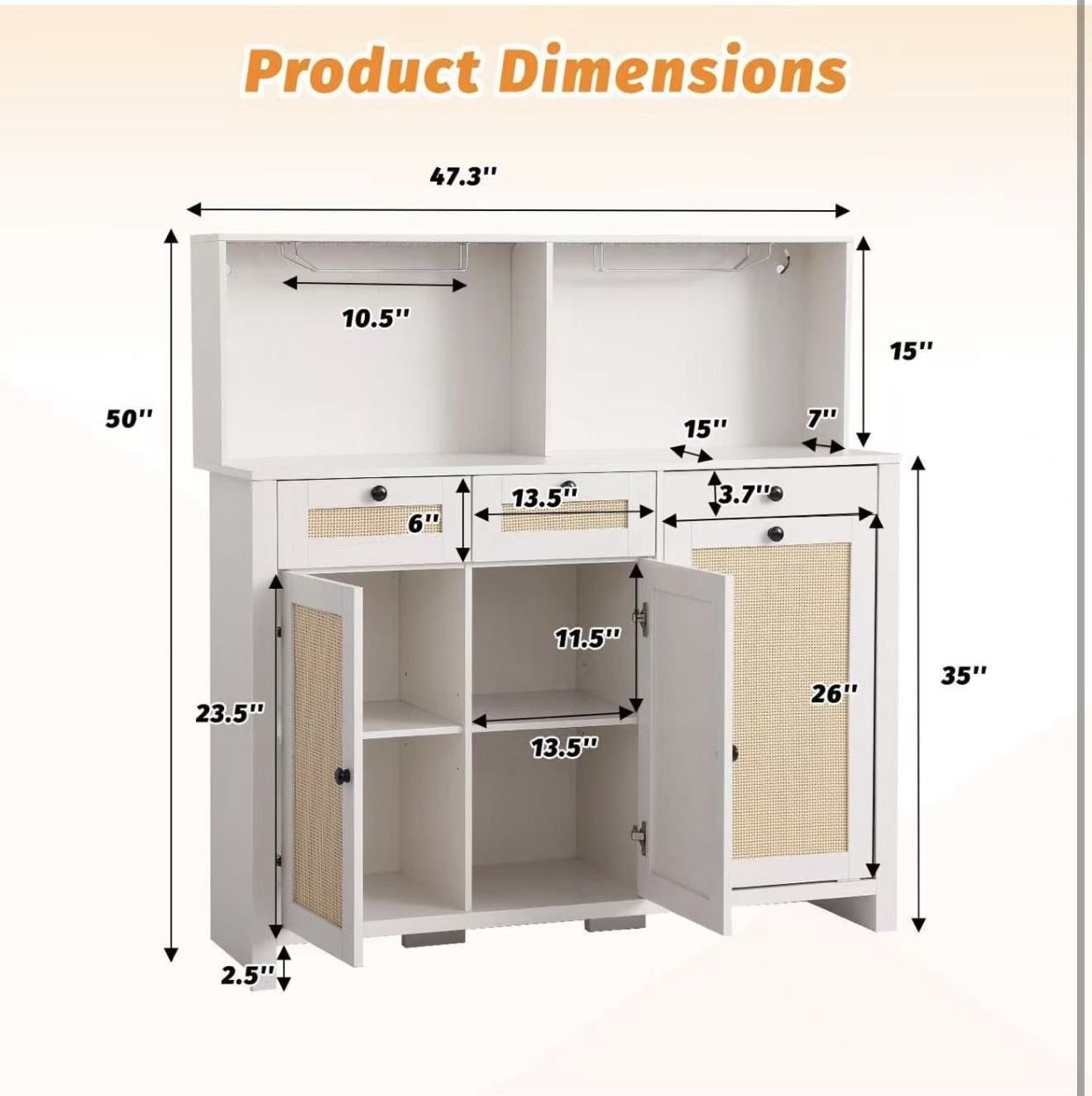 White Storage Cabinet with LED Light
