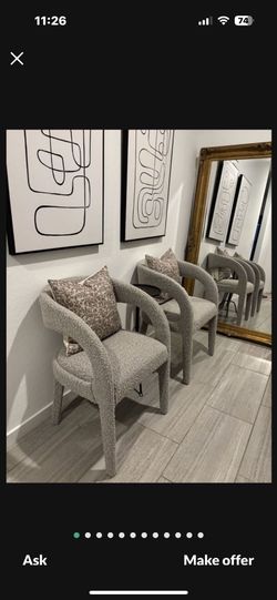 Modway Pinnacle Boucle Upholstered Dining Chair Set of Two, Taupe