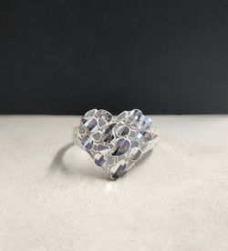 Diamond Cut 925 Fine Silver Heart Ring • Radiant Sparkle Keepsake