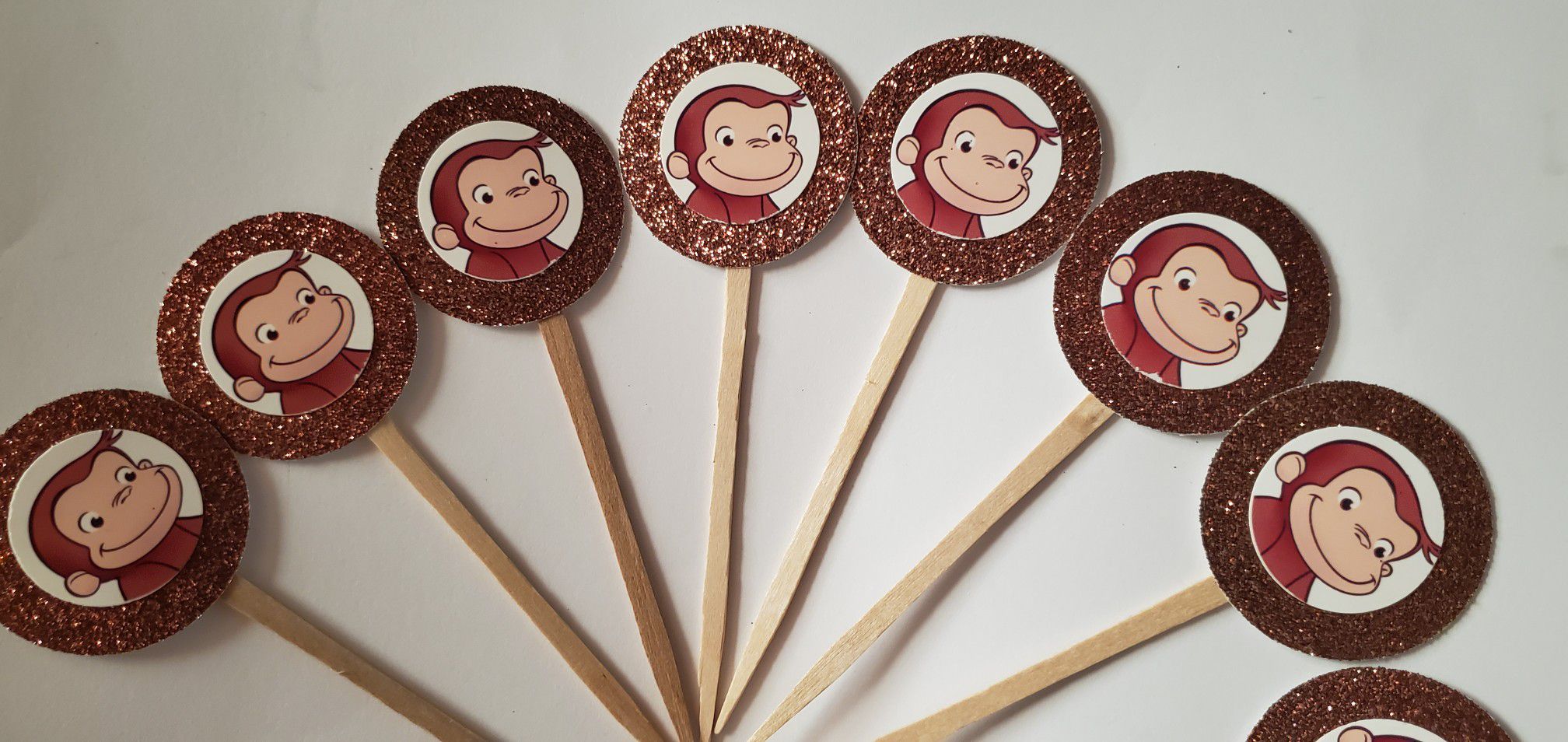 24 curious George cupcake toppers birthday party Favors supplies monkey decor