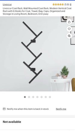 Livoccur Coat Rack, Wall Mounted Coat Rack, Modern Vertical Coat Rack with 6 Hooks