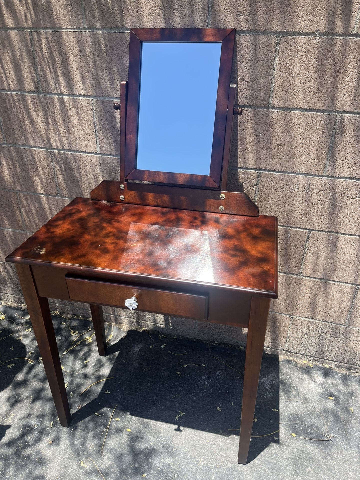 Vintage Vanity Table with Tilt Mirror & Drawer
