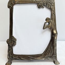 Art Nouveau Original Antique Brass Frame/Easel | 13-3/8”H x 9-5/8”W 