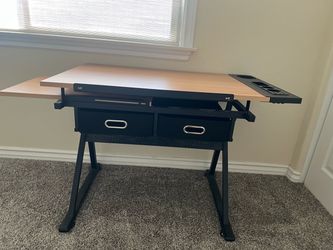 Drafting Table with Tilting Top and Drawers