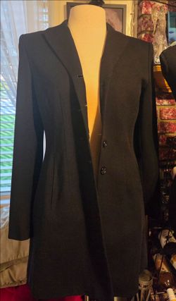 Black Long Button-Front Blazer Coat