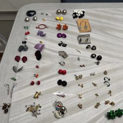 Vintage Earrings Lot 50+ pr Gold silver Colorful Pierced metal Retro  Added several more larger silver hoops. Didn’t photograph. Still 50+ T