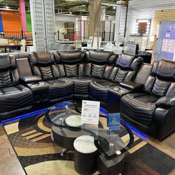 New Recliner Sectional With Bluetooth Speakers And LED Lights! 