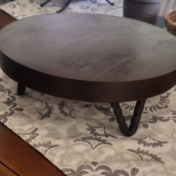 Espresso Brown Wood Riser About 10 Inch  Black Metal Legs