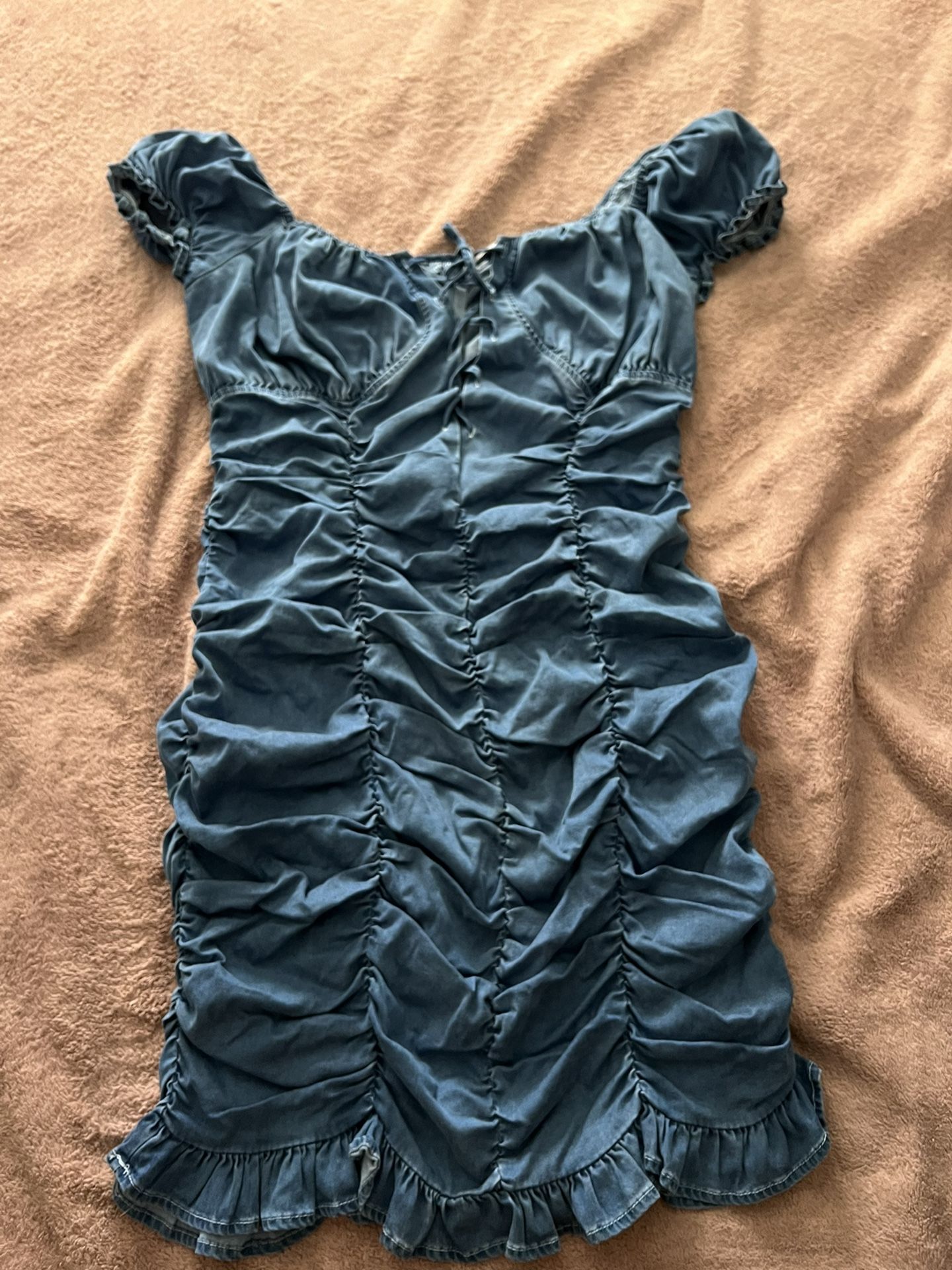 Fashion Nova Levi Blue Scrunch Dress