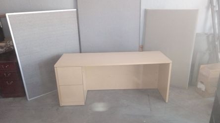 White Office Wood Desk 2 Drawers