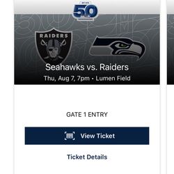 Seahawks Vs. Raiders- 2 Tickets