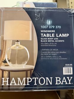 Hampton Bay Windmere 21.5 in Clear Glass Table Lamp