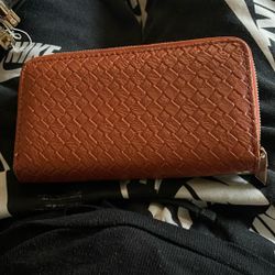 Brown Clutch Purse With Gold Lining
