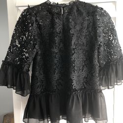 Kate Spade Black Eyelet Blouse 