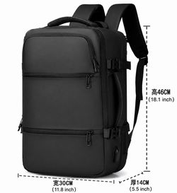 $28 Brand New Large 17.3” Laptop Backpack – TSA Lock, USB Port, Expandable 3.9”, Water-Resistant Oxford Fabric