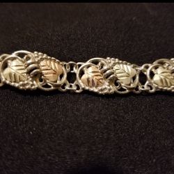 C. Co. Black Hill Gold Sterling Silver /12k Gold Trim Leave Bracelet