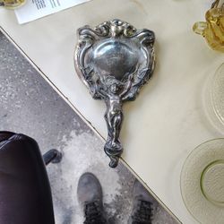 Antique Art Silver Plated Hand Mirror