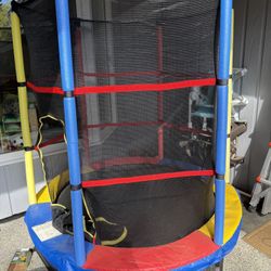 Toddler Trampoline, 55” Trampoline for Kids with Bottom-to-Top All-Round Enclosure Net & Seamless Jumping Mat, ASTM Approved Easy Assembly Kids Mini T