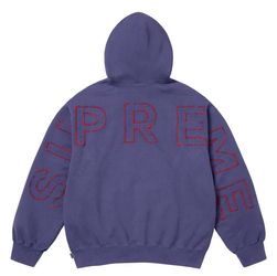 Supreme Frayed Hooded Sweatshirt Washed Navy With Red