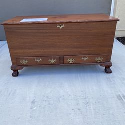 Vintage Footed Cedar Blanket Chest With Two Drawers 