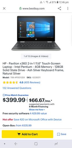 HP X360 Convertible Laptop NEW. $325
