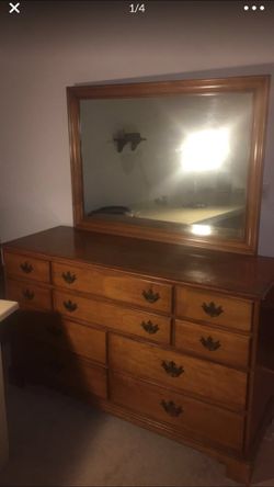 1970’s solid wood dresser with Mirror  Thumbnail