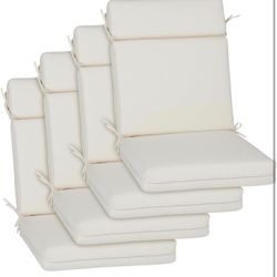 BPS 20 x 17 Inch Outdoor Chair Cushion Set of 4, Fade-Resistant and Water-Resistant Solution-Dyed Polyester Fabric Patio High Back Chair Cushions with