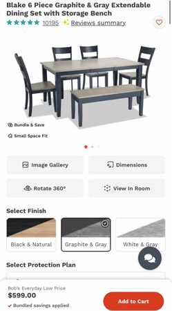 Bobs Blake 6 Piece Graphite & Gray Extendable Dining Set with Storage Bench