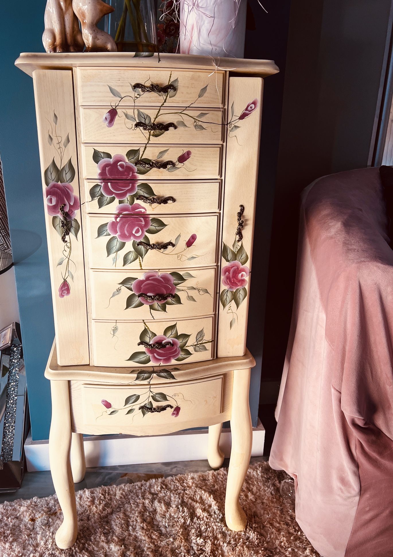 Beautiful Tall Jewelry Box Armoire Furniture 40 Inches Tall