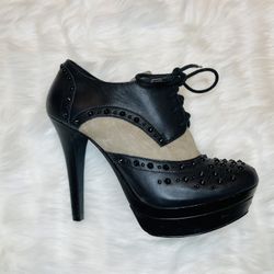 Gianni Bini  womens Too-Late274 suede black leather booties size 7.5 studs