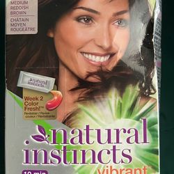 Hair color: Clairol natural Instincts vibrant 5RB Medium Reddish Brown