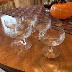 Antique Etched Crystal Sherbet Glasses 