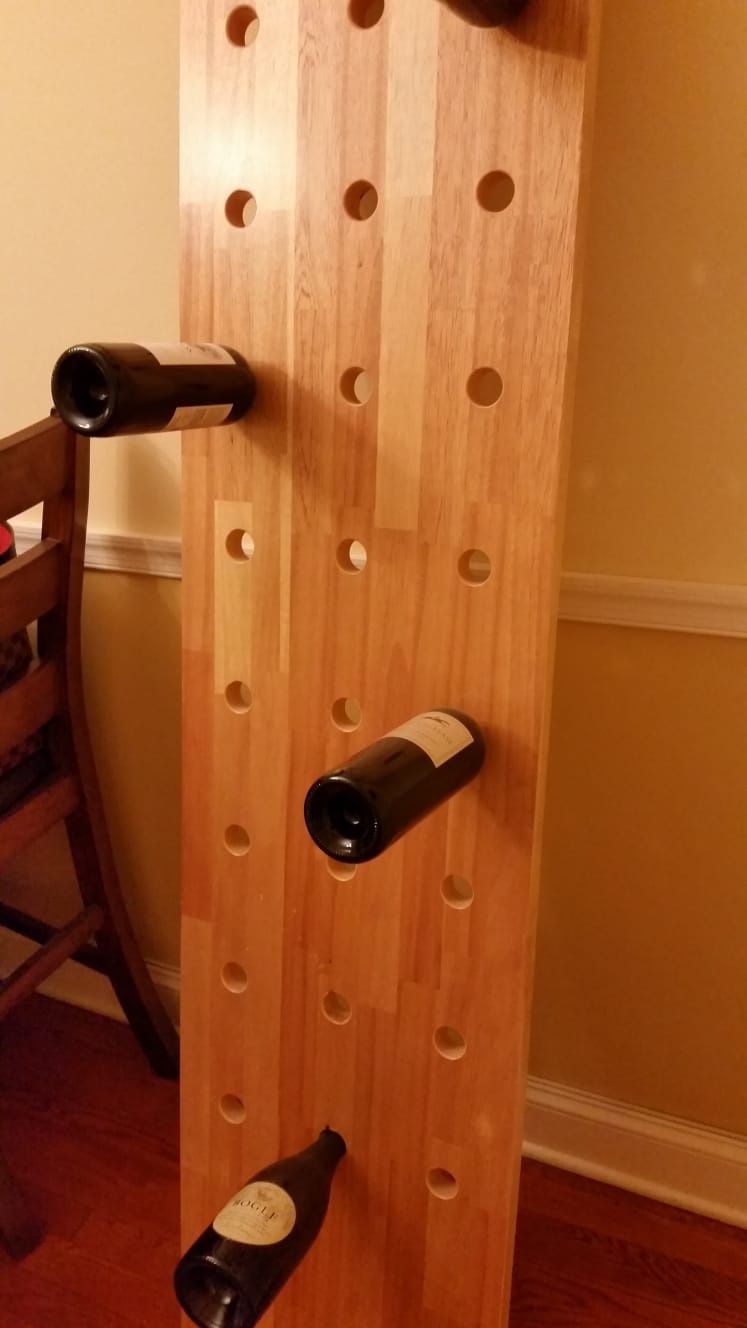 Solid Wood Butcher Block Wine Bottle Rack