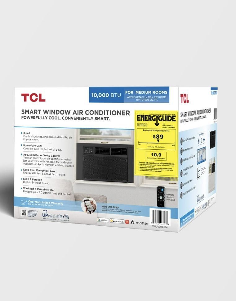 BEAT THE SWELTERING HEAT THIS YEAR WITH A STYLISH & ENERGY EFFICIENT 10, 000 BTU TCL BRAND SMART WINDOW AC