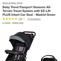 Baby Trend Passport Seasons All-Terrain Travel System with EZ-Lift PLUS Infant Car Seat - Madrid Green
